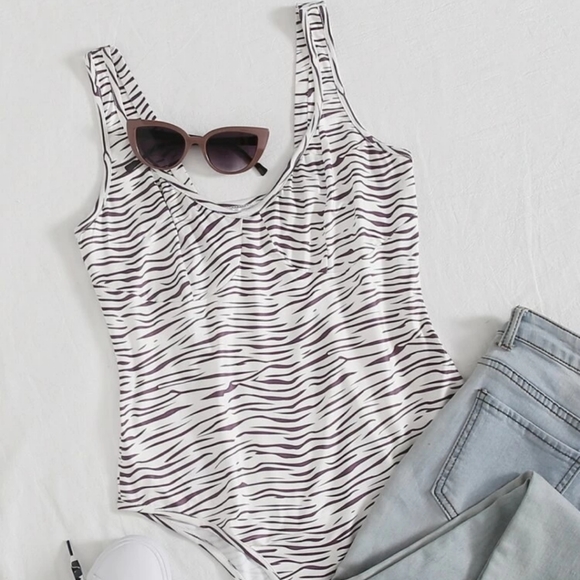Tops Zebra Print Bodysuit Poshmark